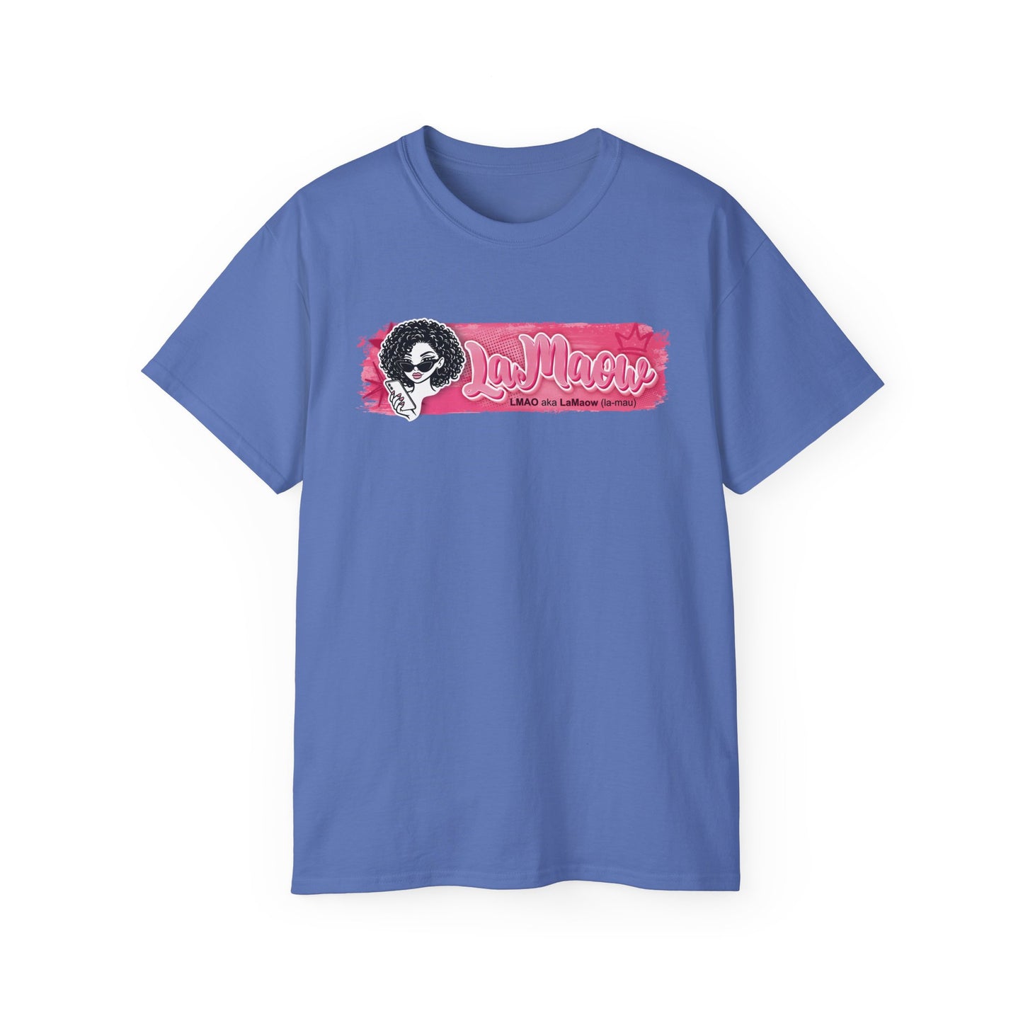 "LaMaow" Graphic Tee — Pink Brushstroke Portrait T‑Shirt v3