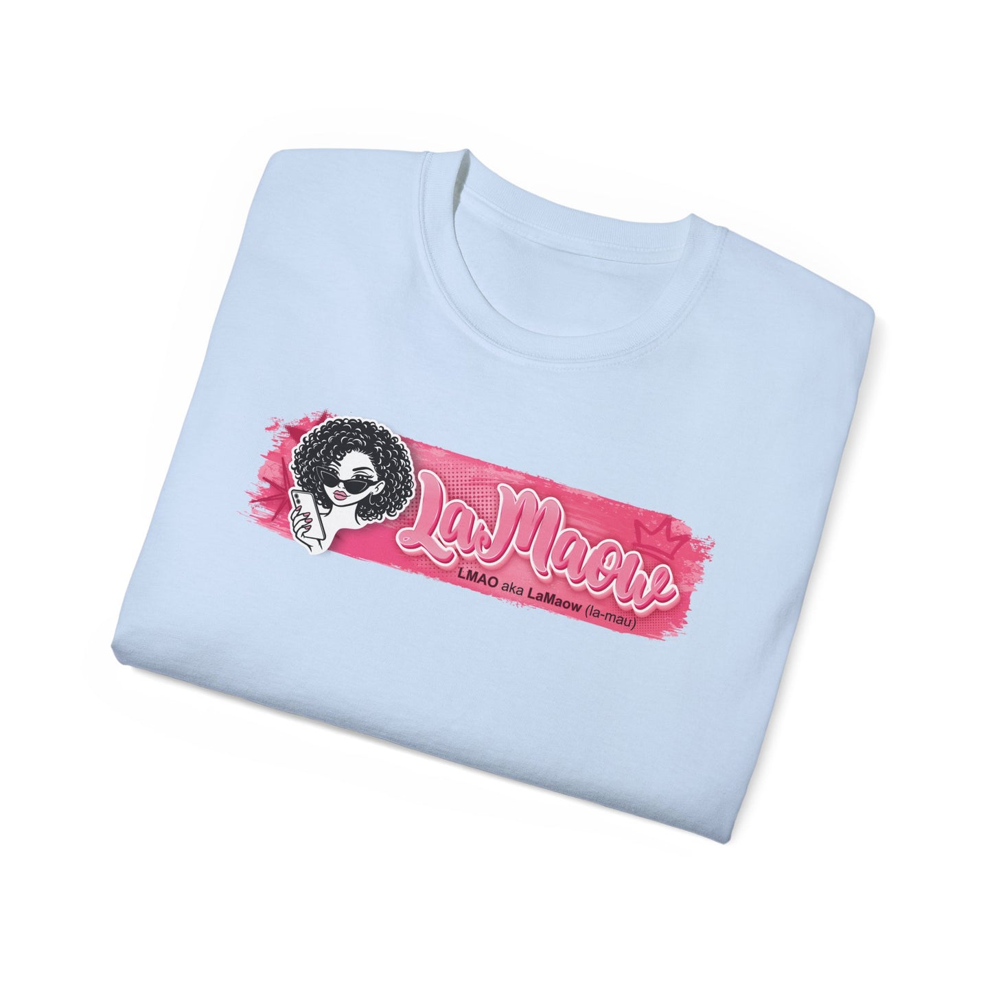 "LaMaow" Graphic Tee — Pink Brushstroke Portrait T‑Shirt v3