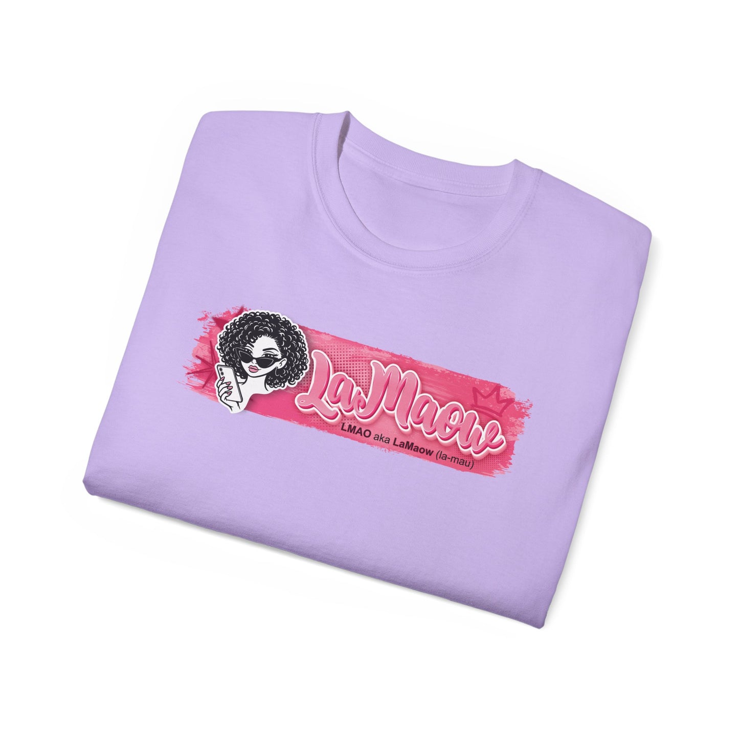 "LaMaow" Graphic Tee — Pink Brushstroke Portrait T‑Shirt v3