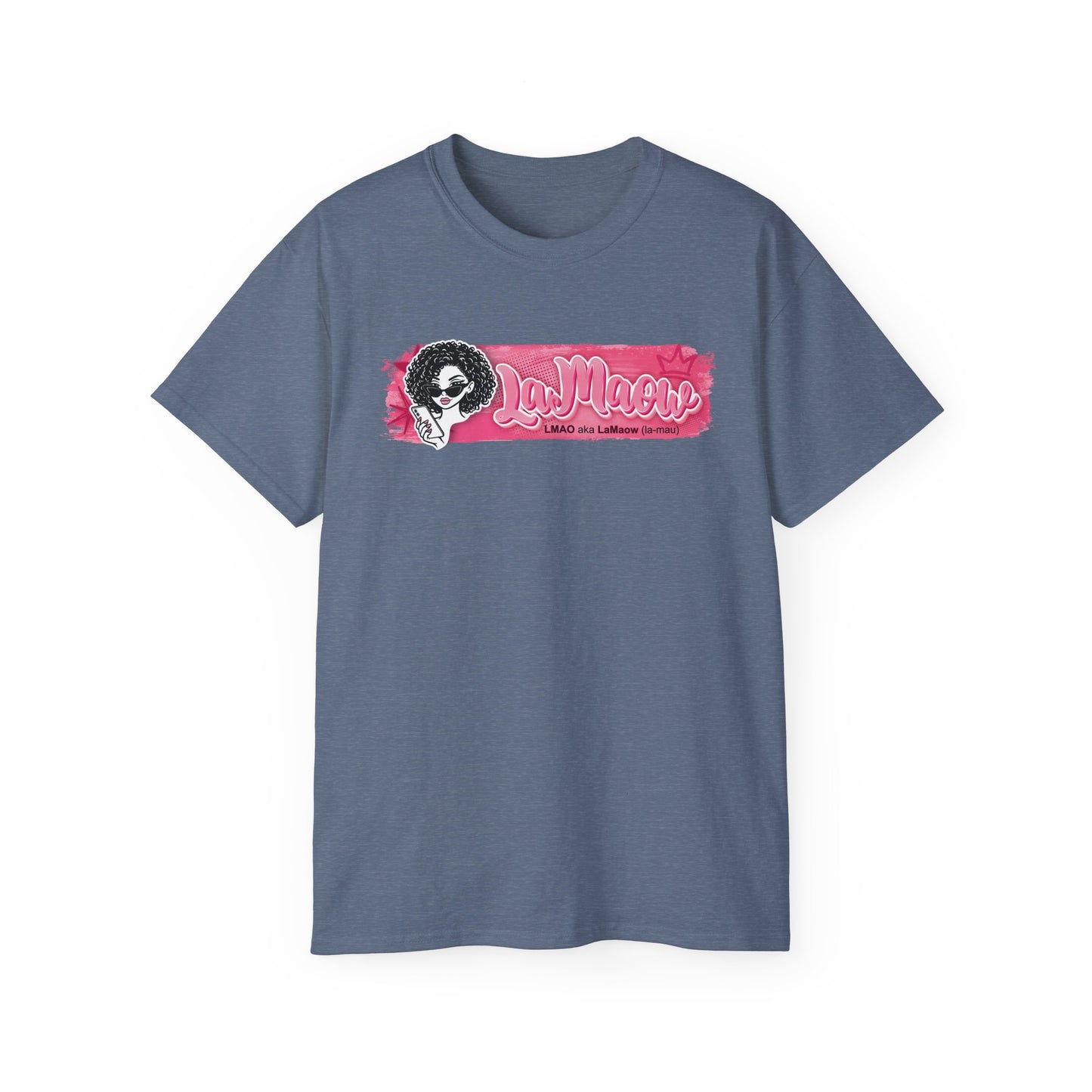 "LaMaow" Graphic Tee — Pink Brushstroke Portrait T‑Shirt v3