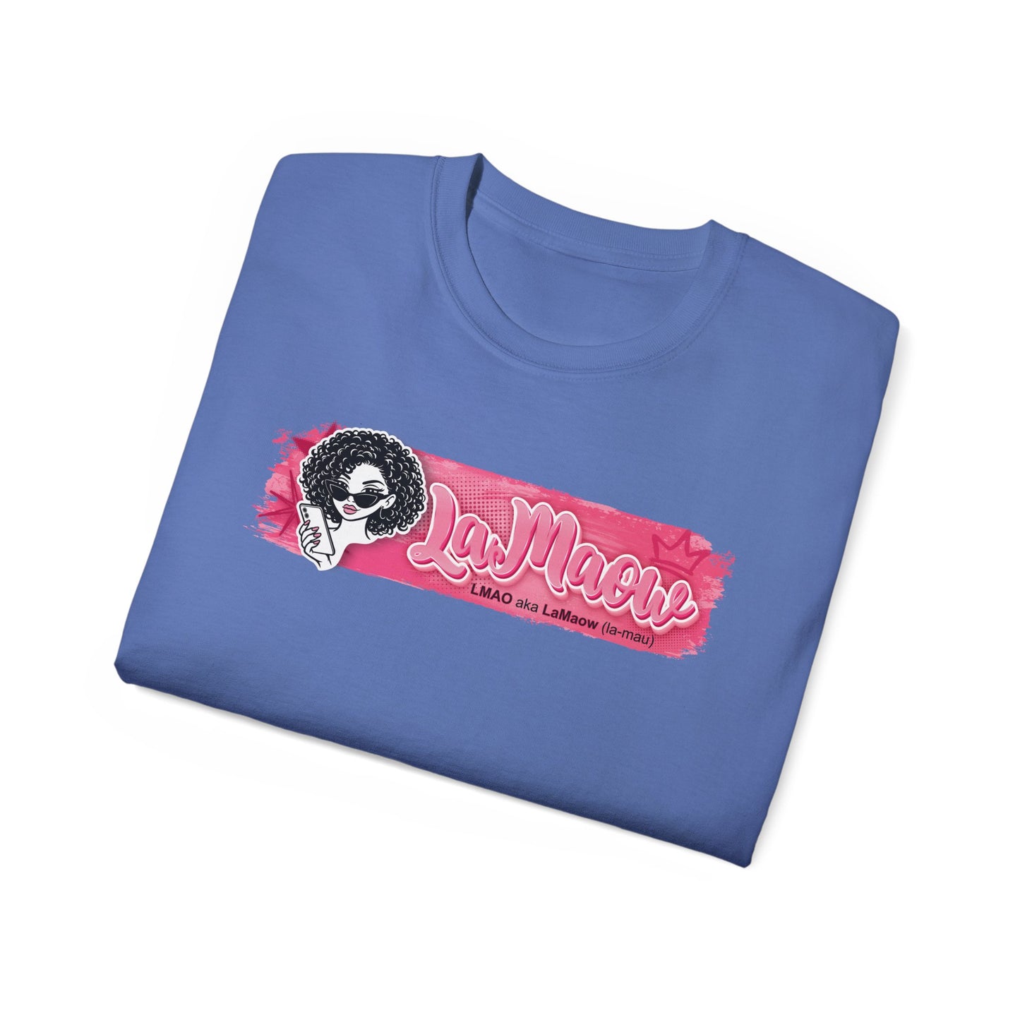 "LaMaow" Graphic Tee — Pink Brushstroke Portrait T‑Shirt v3