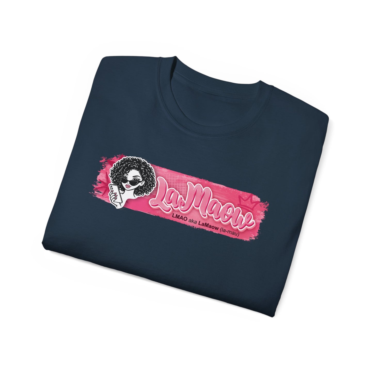 "LaMaow" Graphic Tee — Pink Brushstroke Portrait T‑Shirt v3