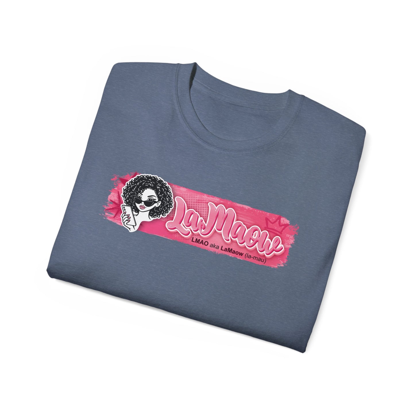 "LaMaow" Graphic Tee — Pink Brushstroke Portrait T‑Shirt v3