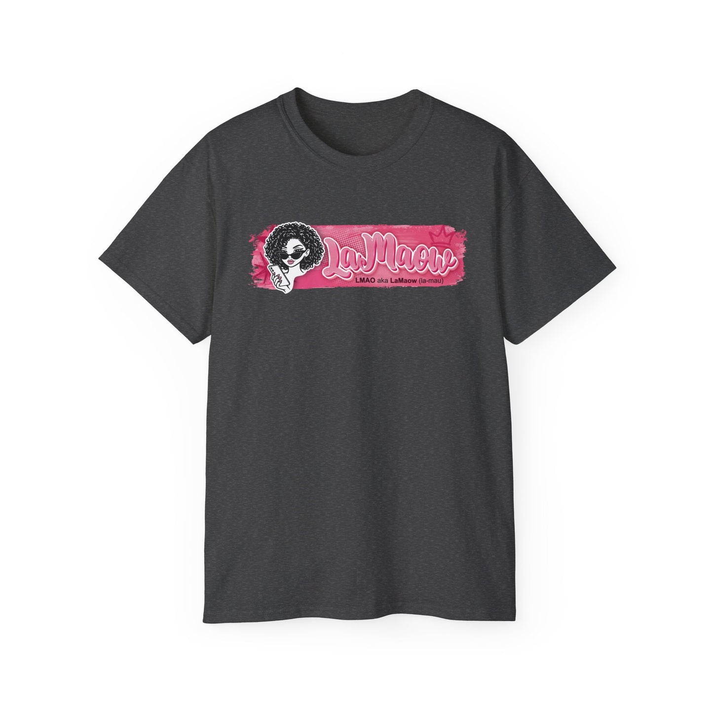 "LaMaow" Graphic Tee — Pink Brushstroke Portrait T‑Shirt v3