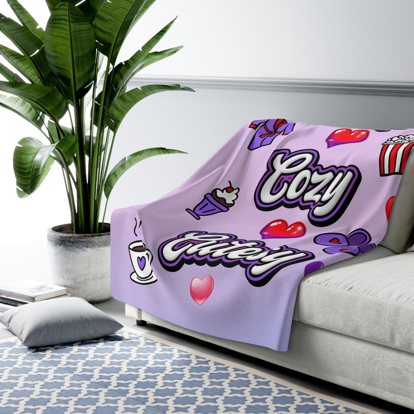 "Comfy Cozy Cutesy" Blanket 60 x 80