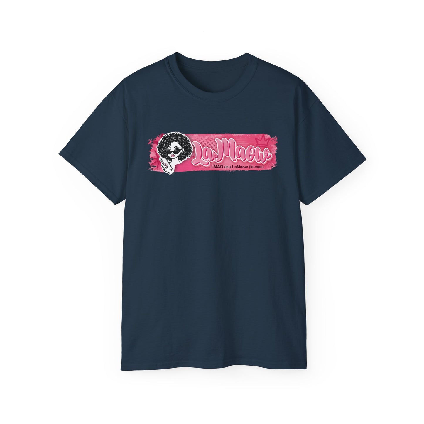 "LaMaow" Graphic Tee — Pink Brushstroke Portrait T‑Shirt v3