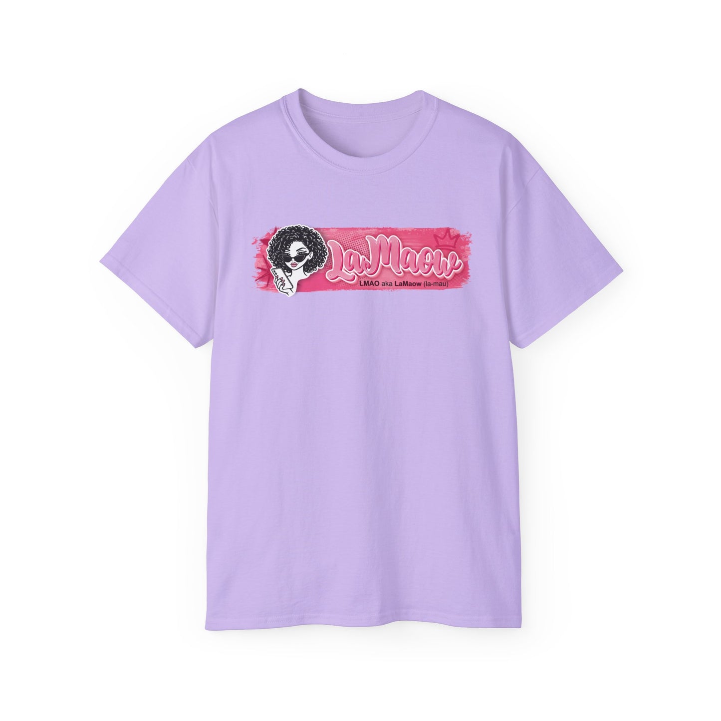 "LaMaow" Graphic Tee — Pink Brushstroke Portrait T‑Shirt v3
