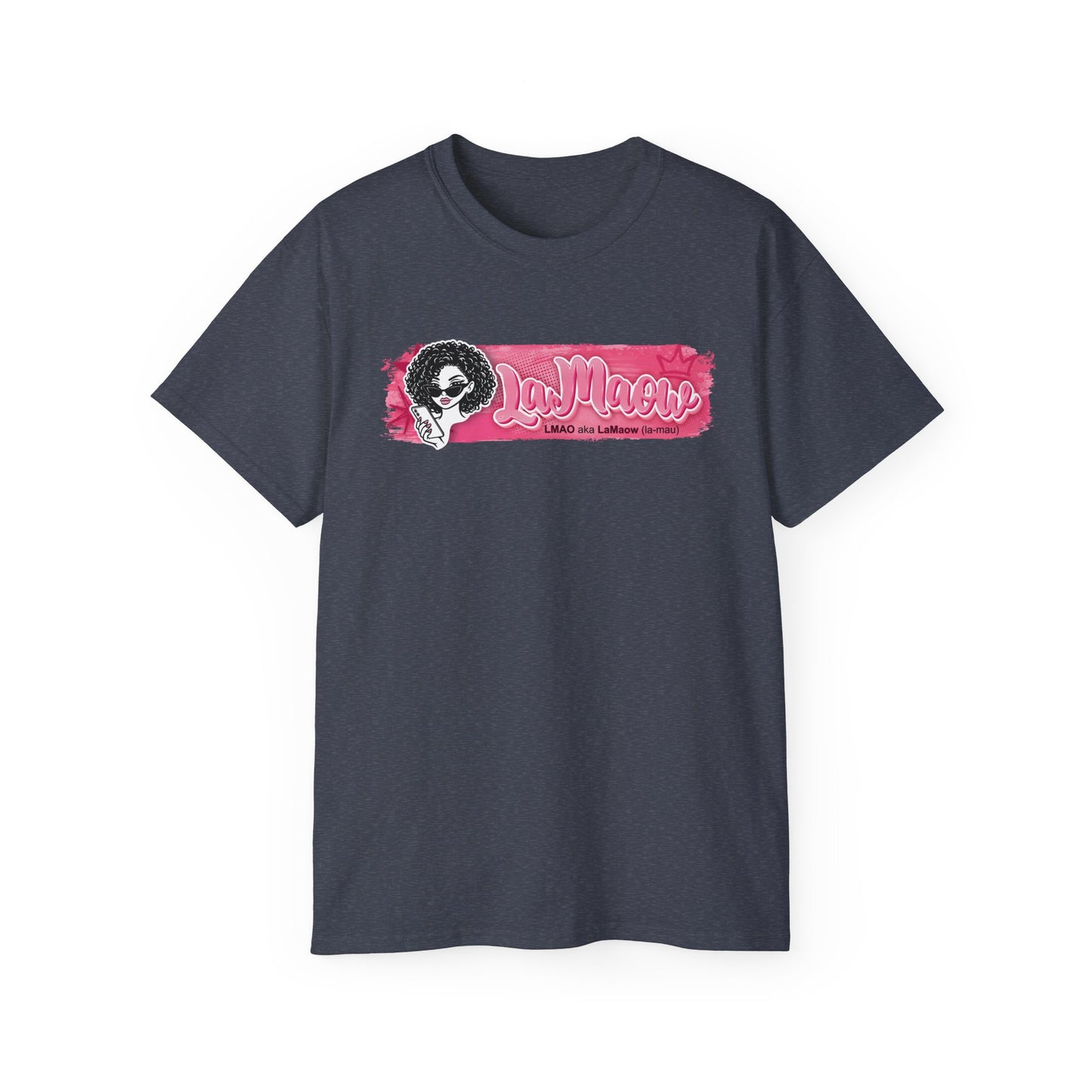 "LaMaow" Graphic Tee — Pink Brushstroke Portrait T‑Shirt v3